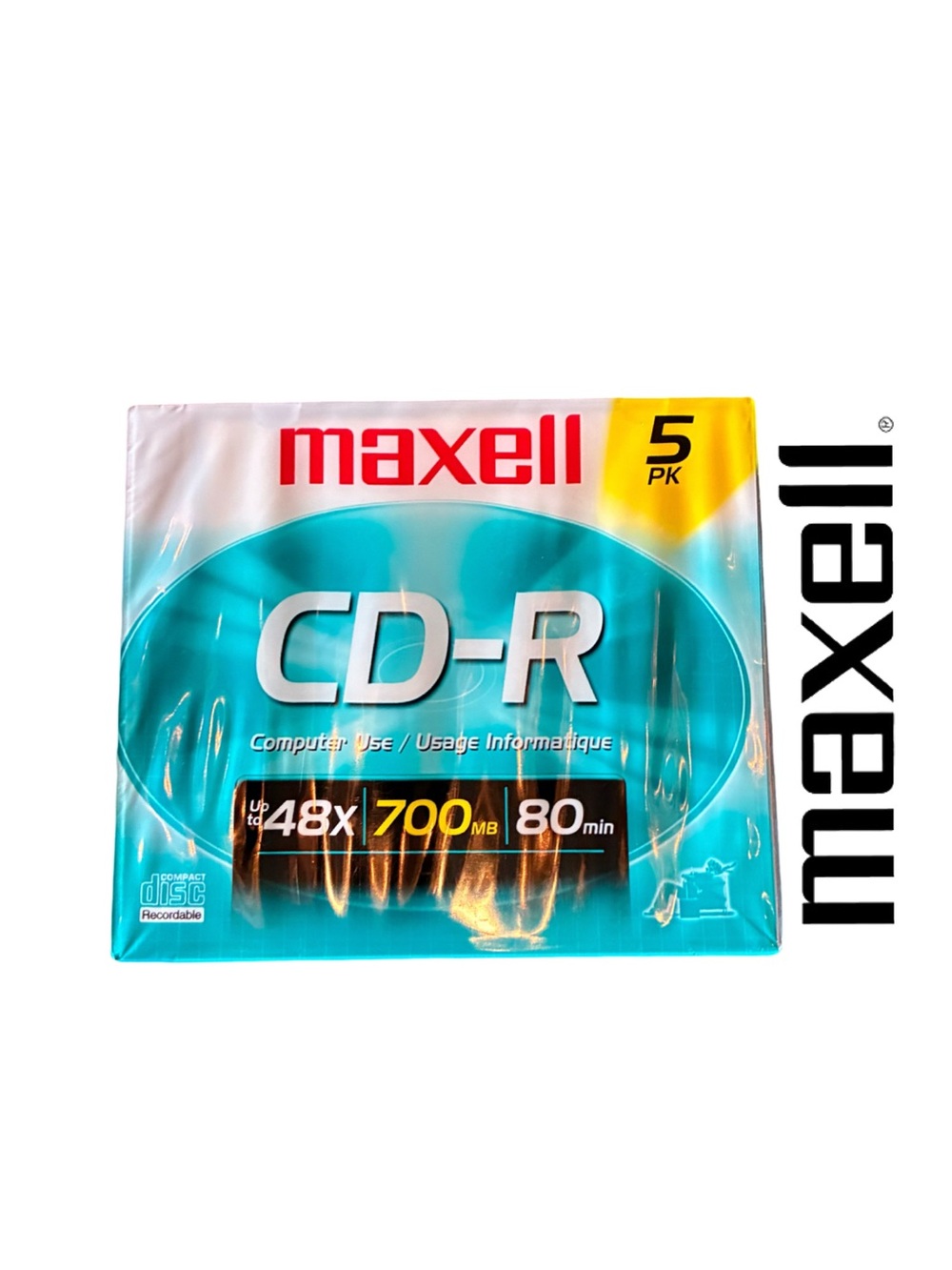 SEALED! Maxwell 48 x 700MB 80 Min. CD-R 5-Pack Recordable Discs - NWOT